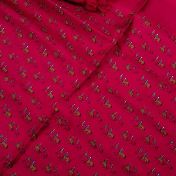 HERMES Red Silk Scarf - Picture 3 of 5